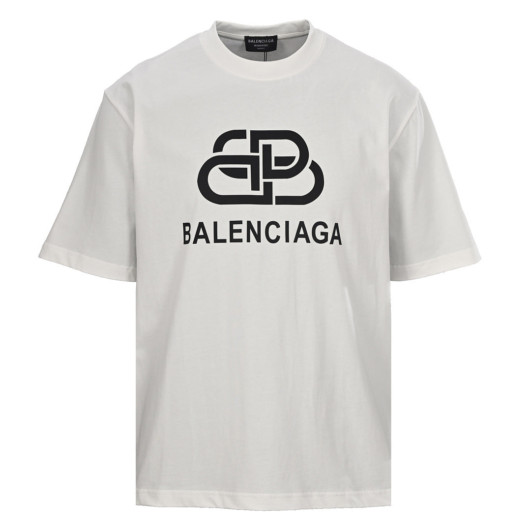 BALENCIAGA Double-B Buckle & Letter Print Short-Sleeve T-Shirt