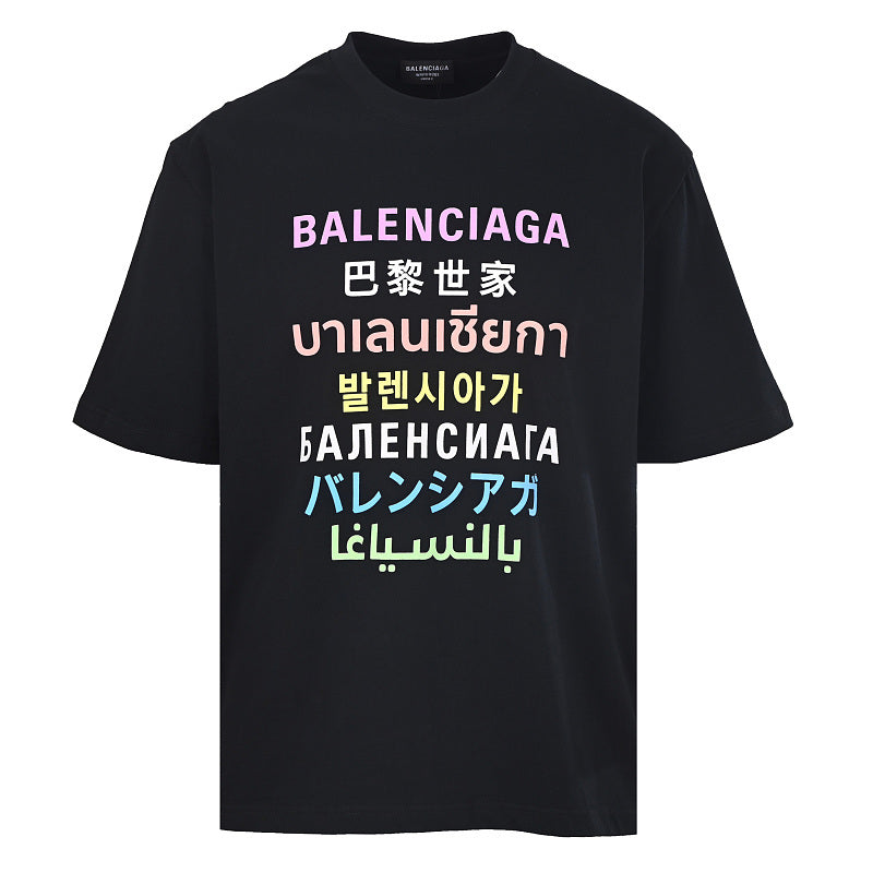 BALENCIAGA BLCG Multi-Language Rainbow Letter Print T-Shirt