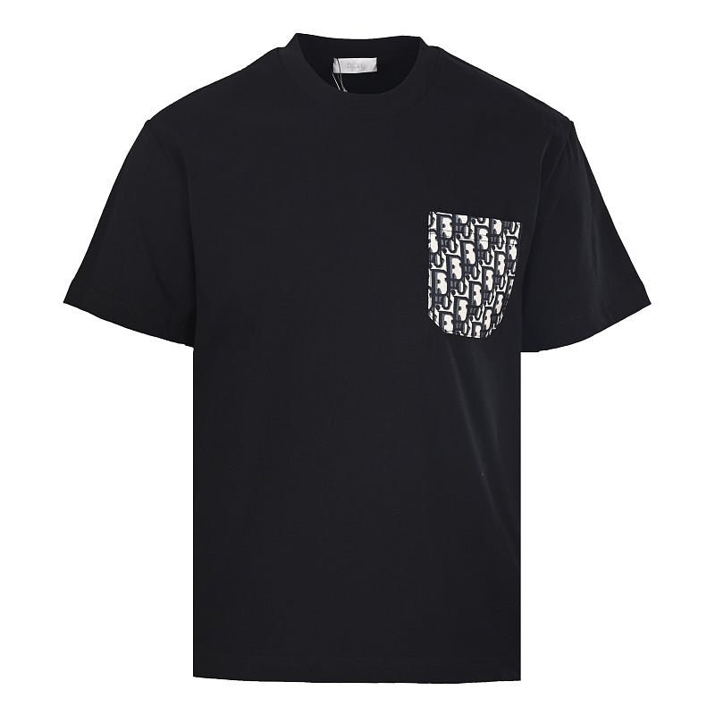 DIOR Yarn-Dyed All-Over Print Short-Sleeve Pocket T-Shirt
