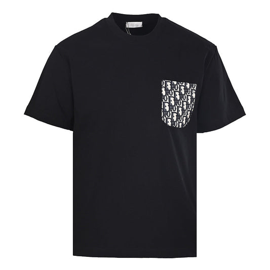 DIOR Yarn-Dyed All-Over Print Short-Sleeve Pocket T-Shirt