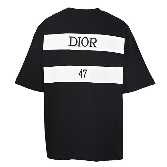 DIOR 47 Short-Sleeve T-Shirt with Back Lettering and Stripes