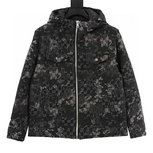 Gucci Splatter-Paint Hooded Down Jacket