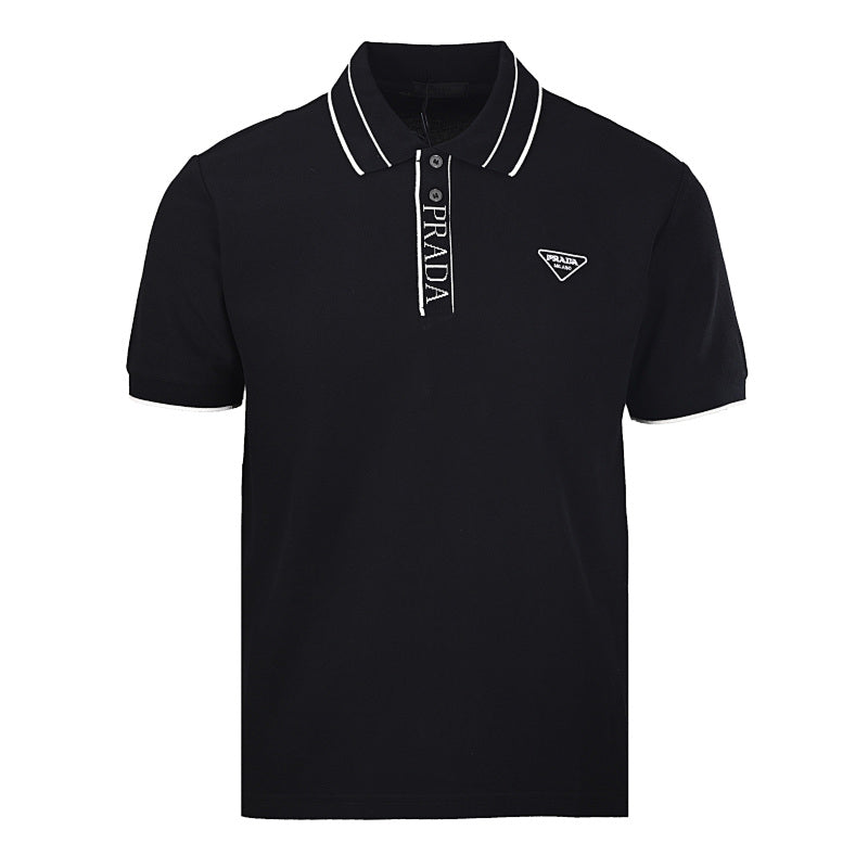 PRADA Triangle Logo Embroidered Polo Shirt